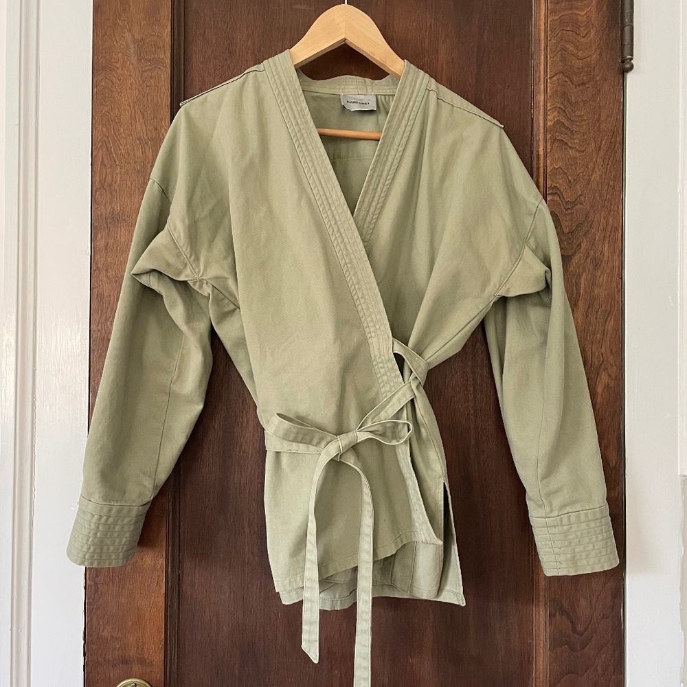 Khaki Rachel Comey Cotton Canvas Kimono Wrap Jacket Extra Small/Small (XS/S)